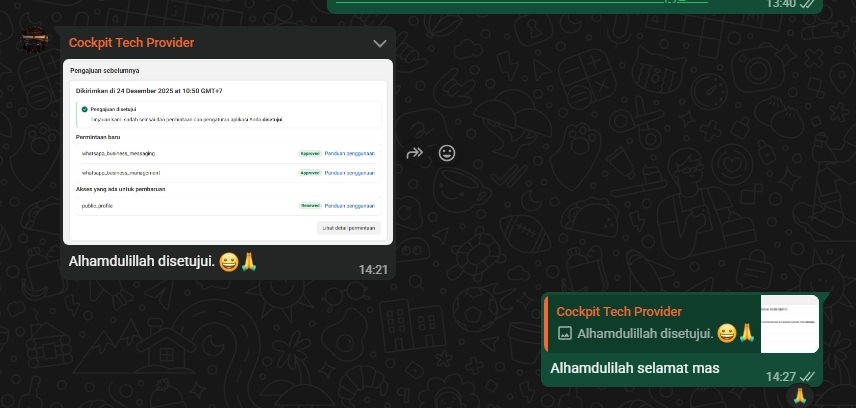 Screenshot approval Meta Tech Provider member 1